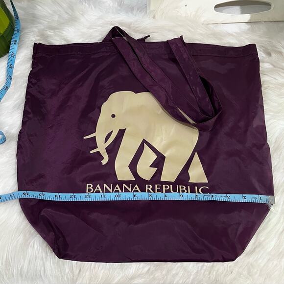 NEW Banana Republic Elephant Nylon Reusable Packable Shopper Tote Large Plum NWT - Picture 12 of 13